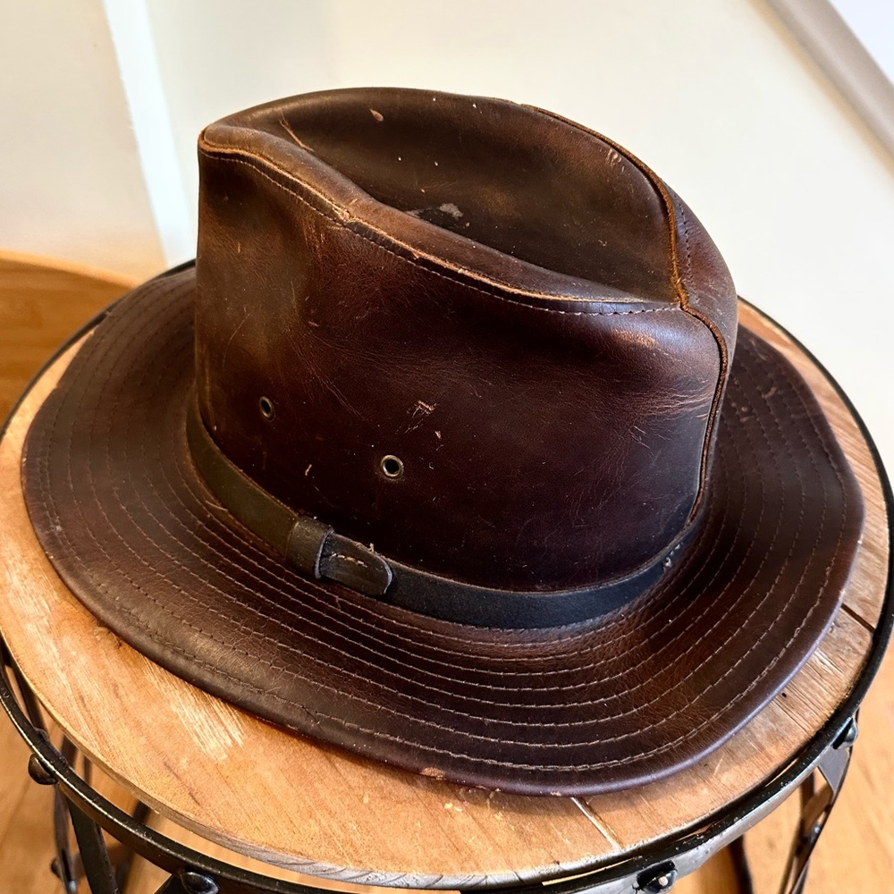 Leather fedora hat